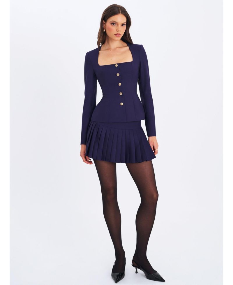Women's Skyla Indigo Square Neckline Peplum Blazer