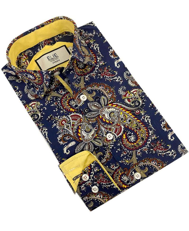 Little Boys Blue Paisley Slim Fit Shirt