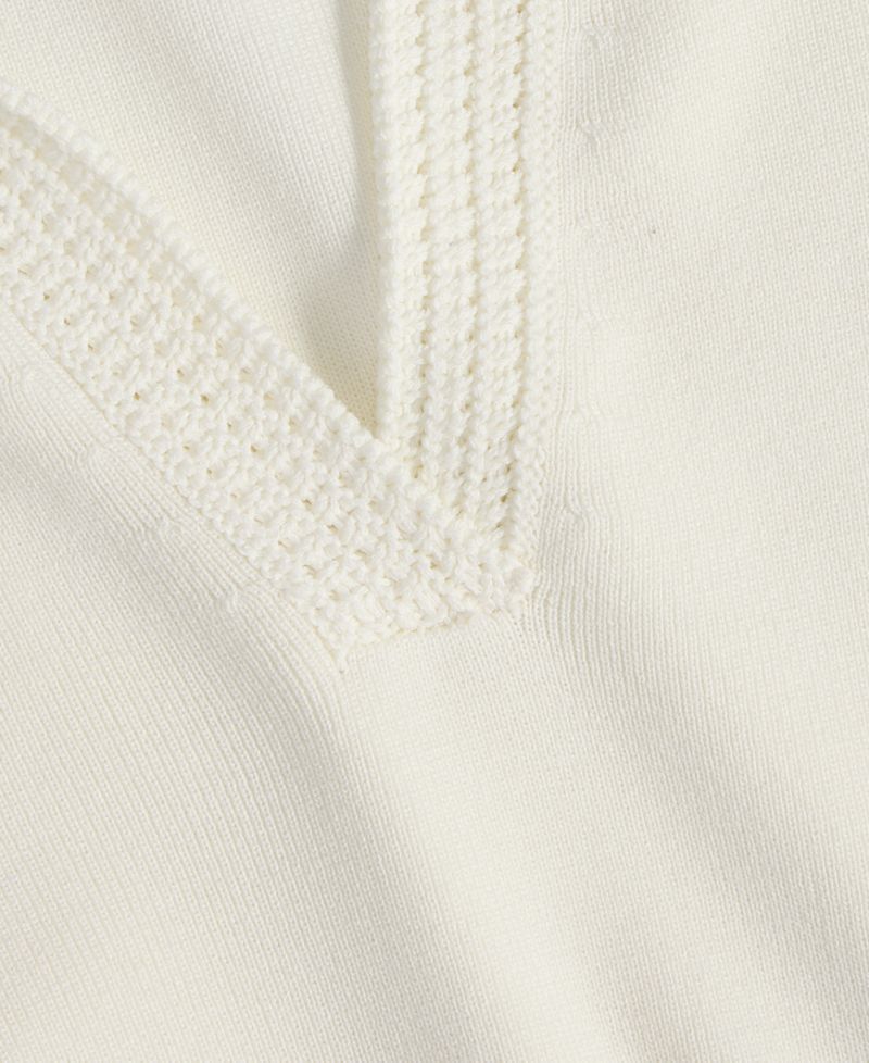 Women's Short-Sleeve Crochet Collar Polo Sweater