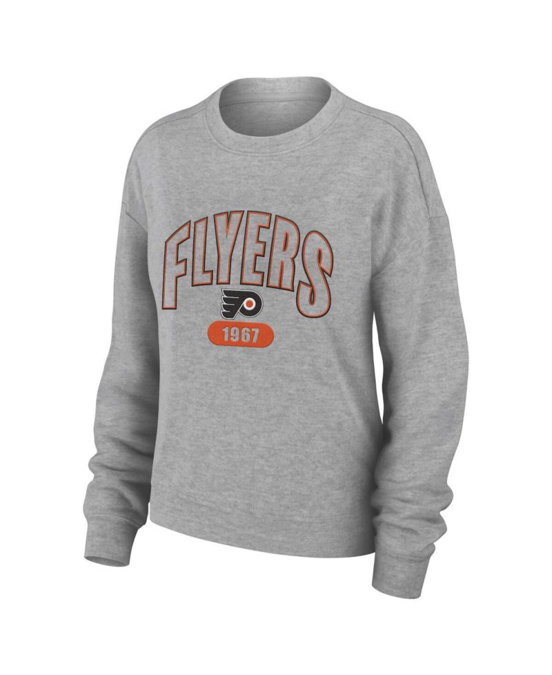 Women's Heather Gray Philadelphia Flyers Knit Long Sleeve Tri-Blend T-shirt and Pants Sleep Set