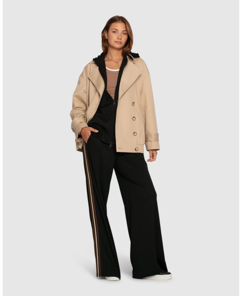 Women's Ready To Go Hooded Zip-Up Striped Sleeve Jacket