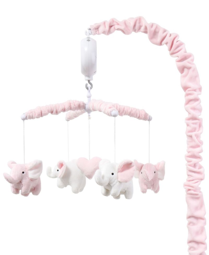 Baby Crib Mobile for Girls, Pink Elephant, Musical