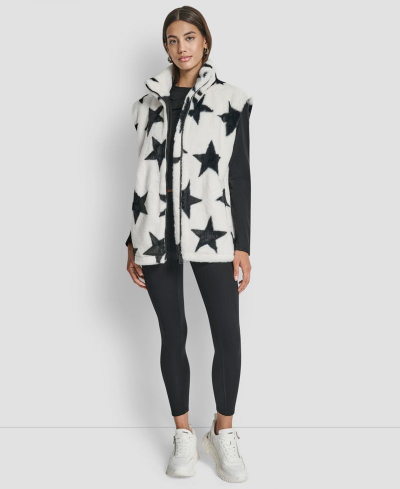 Women's Star Print Faux Fur Vest