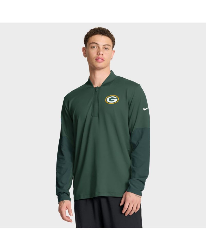 Men's Green Green Bay Packers Sideline Dri-FIT Half-Zip Pullover Sweatshirt