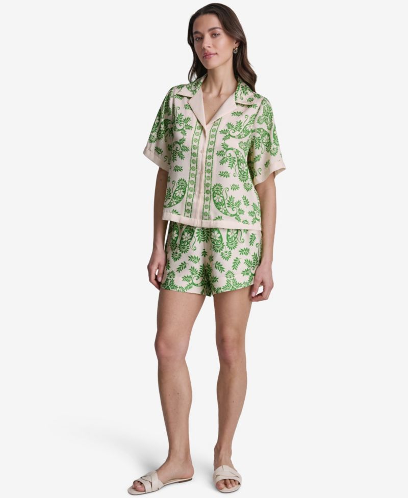 Women's Botanical Print Pull-On Shorts