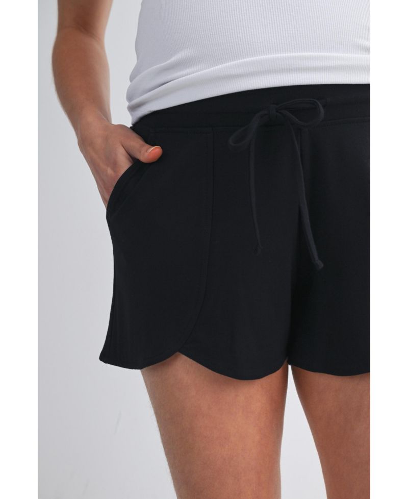 Maternity Relaxed Fit Lounge Shorts with Front Pockets and Drawstring