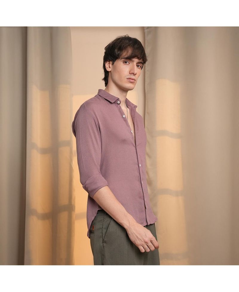 Men's Nude Pink Woven-Textured Shirt