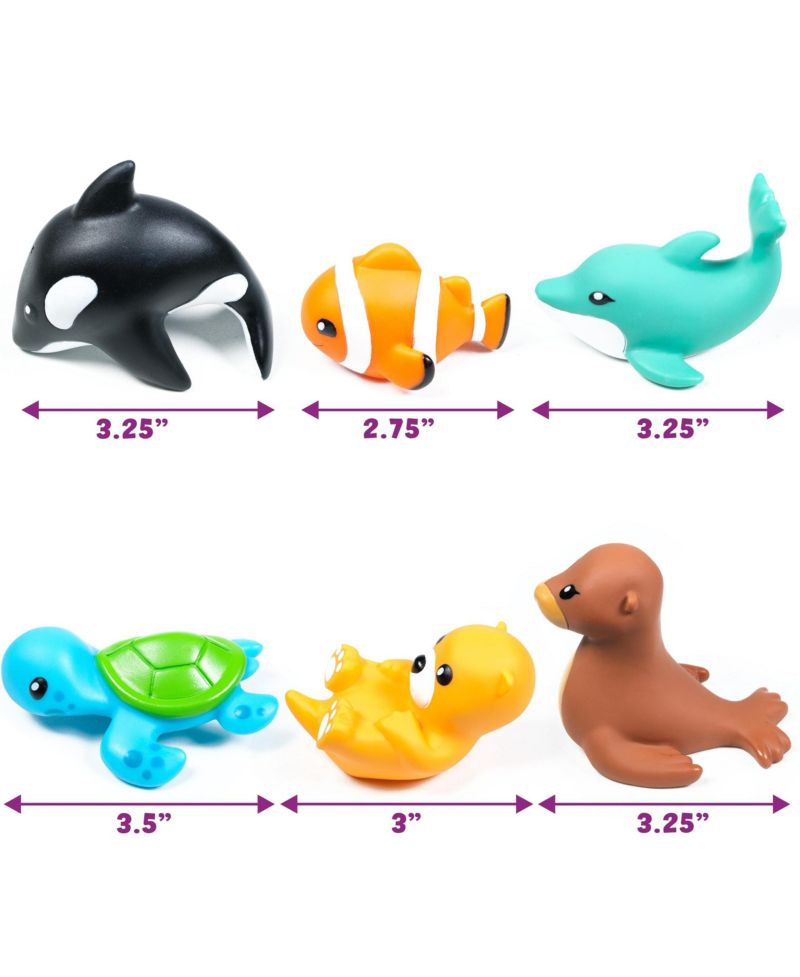 6 Pack Marine Mold Free Bath Toy Sealed No Hole Soft Float Pool