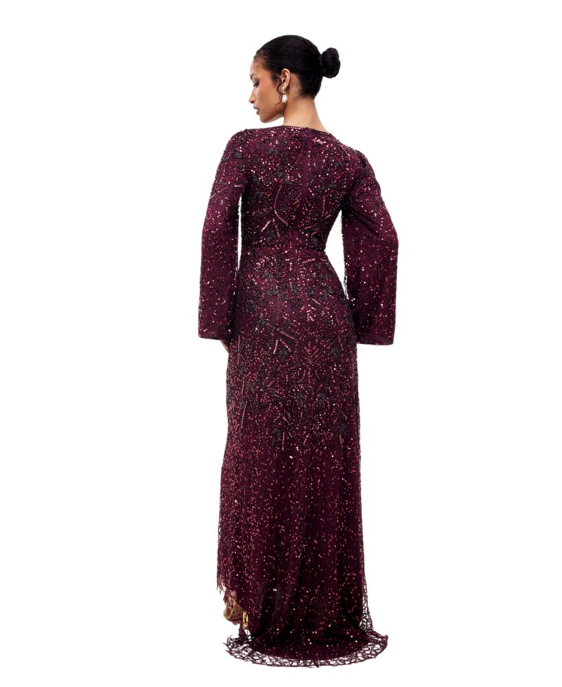 Women's Modest Embellished Sequins Gown