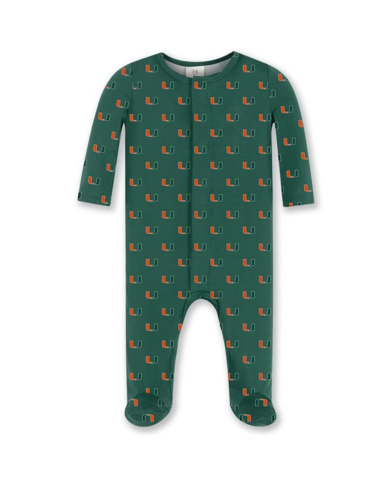 Baby Boys and Girls Green Miami Hurricanes Magnetic Closure Sleeper