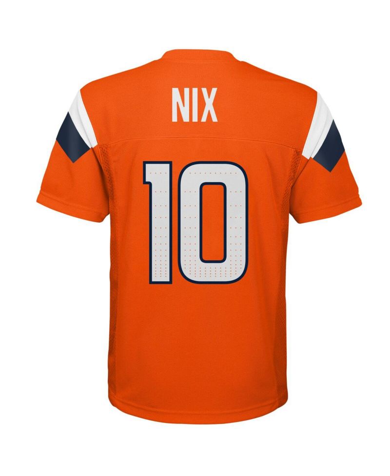Big Boys and Girls Bo Nix Orange Denver Broncos Replica Player Jersey