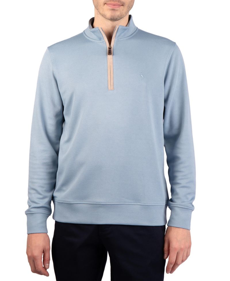 Men's men Ottoman Quarter Zip with Suede Tipping