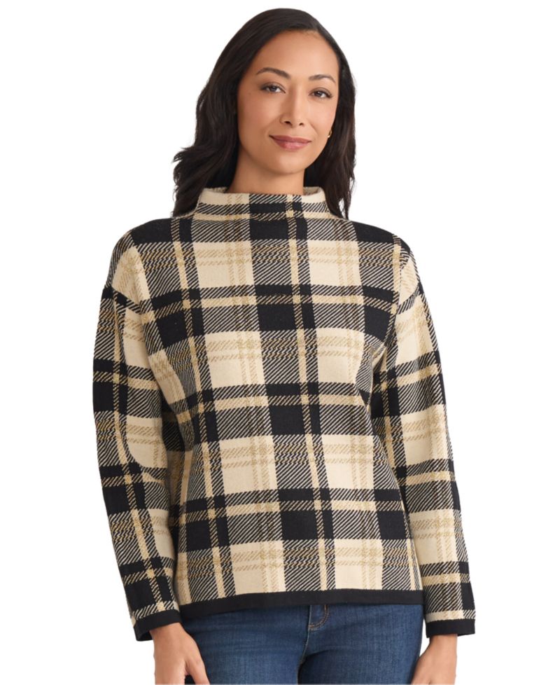Women's Plaid Mock Neck Sweater