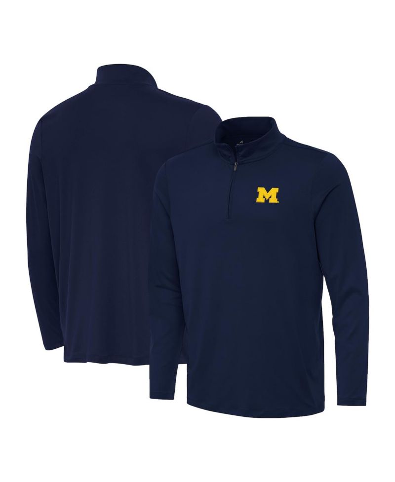 Men's Navy Michigan Wolverines Reprocess Quarter-Zip Hoodie