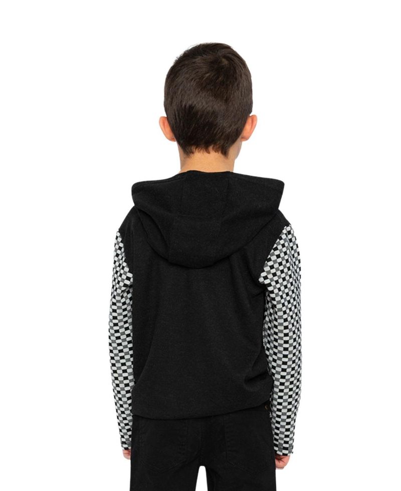 Little and Big Boy (6Y - 12Y) block Hooded Top with Chest Pocket Hoodies
