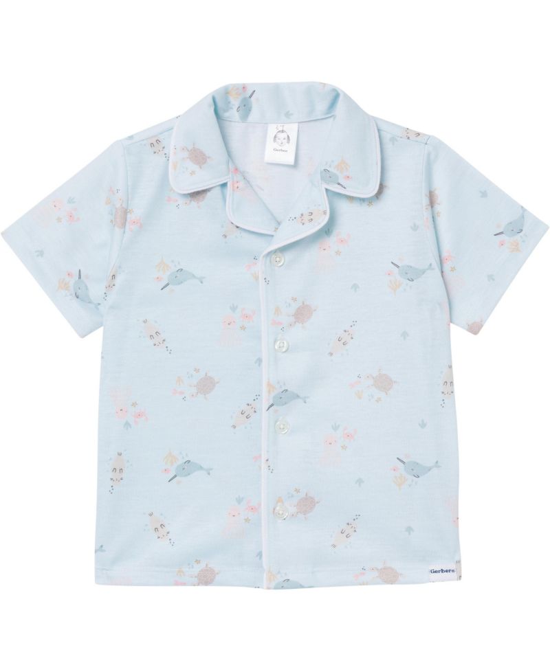 Baby Girls 2-Piece Button Up Pajama Shorts Set