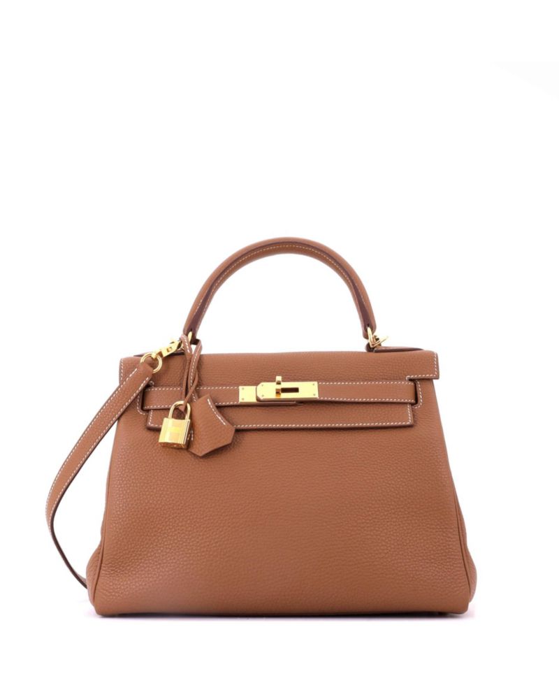 Kelly 28 Handbag Brown Togo with Gold Hardware