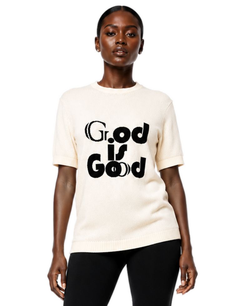 Women's God Is Good Elbow-Length Lightweight Crewneck Sweater