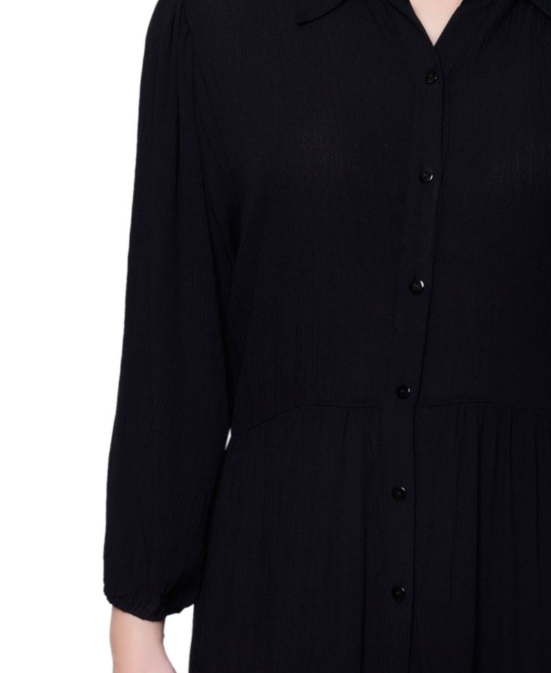 Petite 3/4 Sleeve Crinkle Tiered Maxi Dress