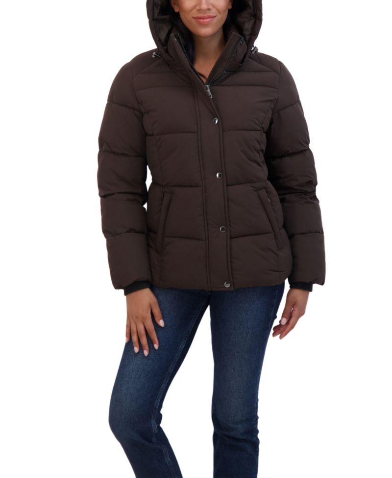 Women's Short Hooded Stretch Puffer Jacket