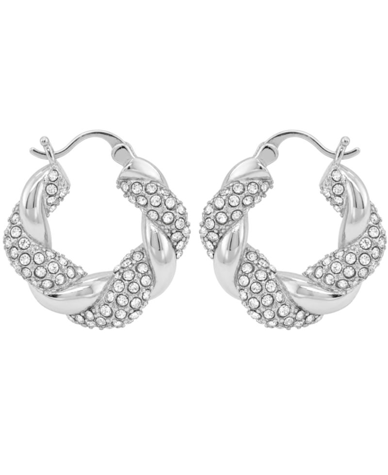 Women's Crystal Twist Puff Hoop Earring