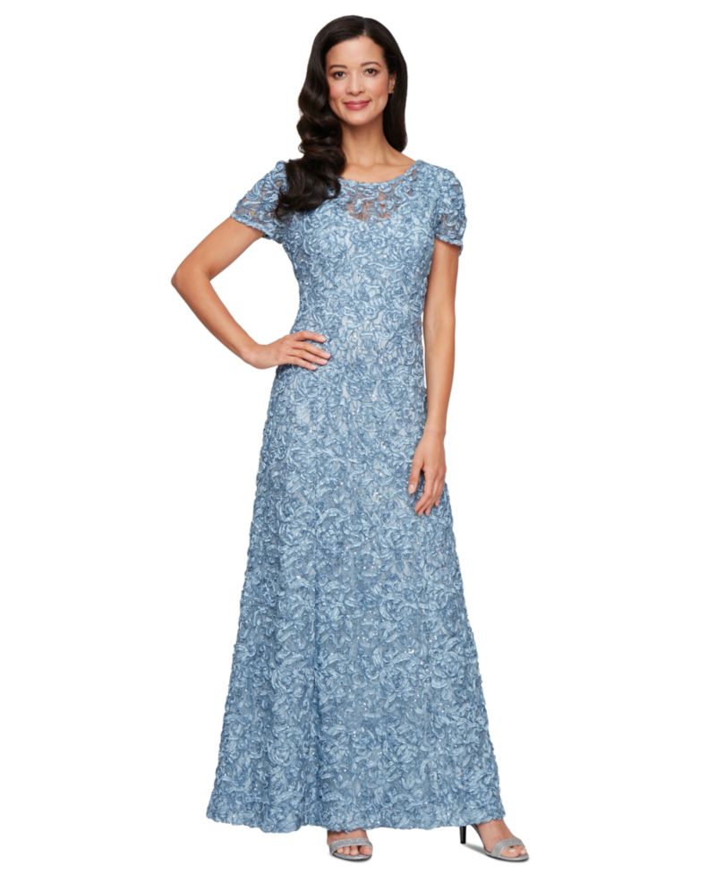 Plus Size Soutache Sequin A-Line Dress