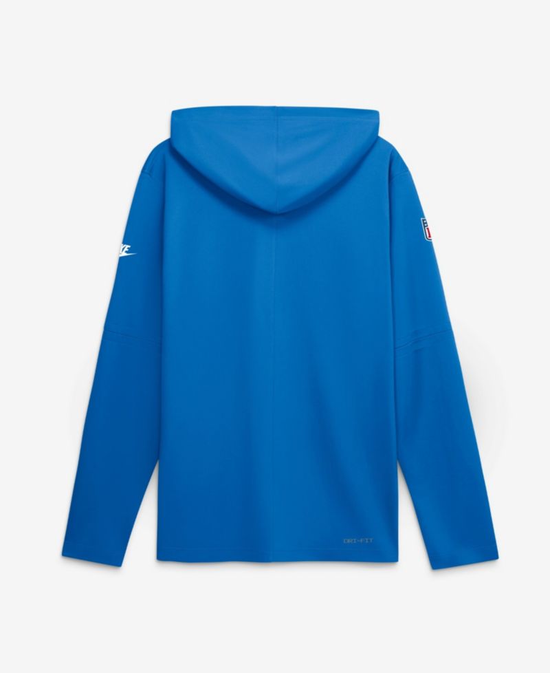 Men's Blue Detroit Lions Sideline Dri-FIT Long Sleeve Hooded T-Shirt