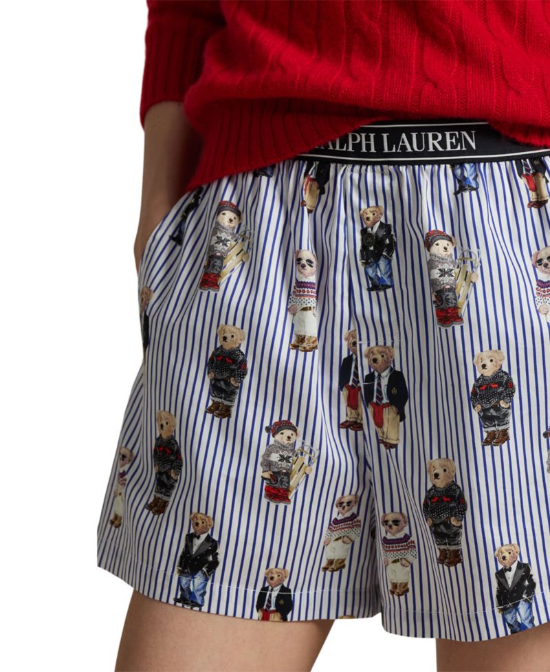 Women's All-Over Bear Striped Sleep Boxers