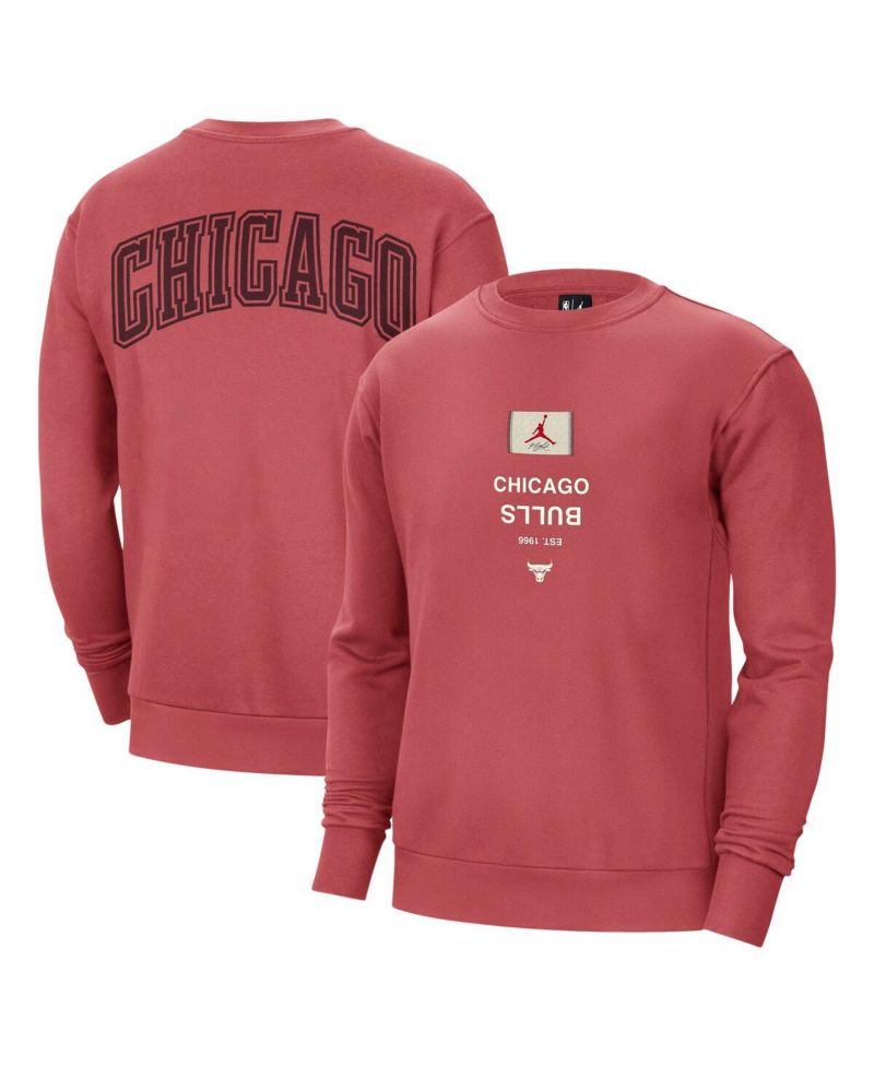 Men's Red Chicago Bulls Courtside Statement Edition Heavyweight Pullover Sweatshirt