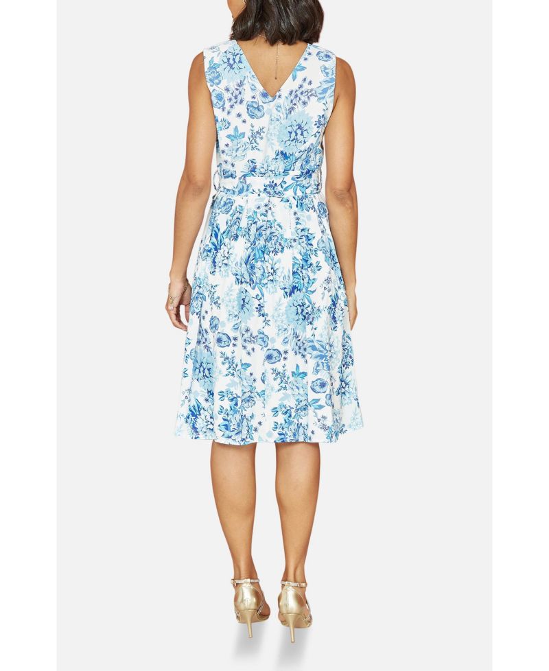 Women's Floral Wrap Over Skater Dress