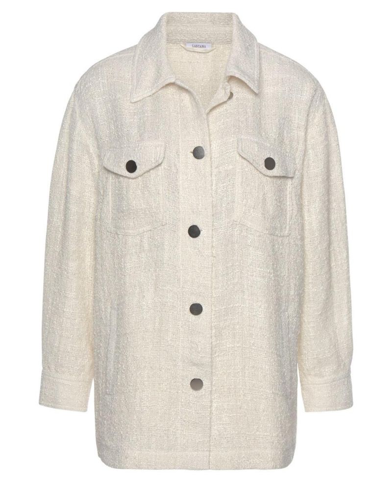 Women's Boucle Shirt with Pockets Everyday Comfort Jacket