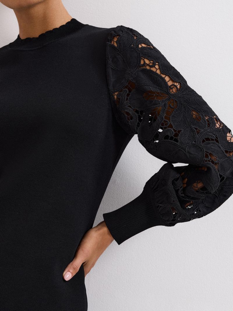 Women's Harriet Lace Sleeve Round Neck Jumper