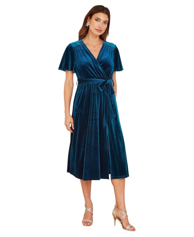 Women's Velvet Split Hem Midi Dress