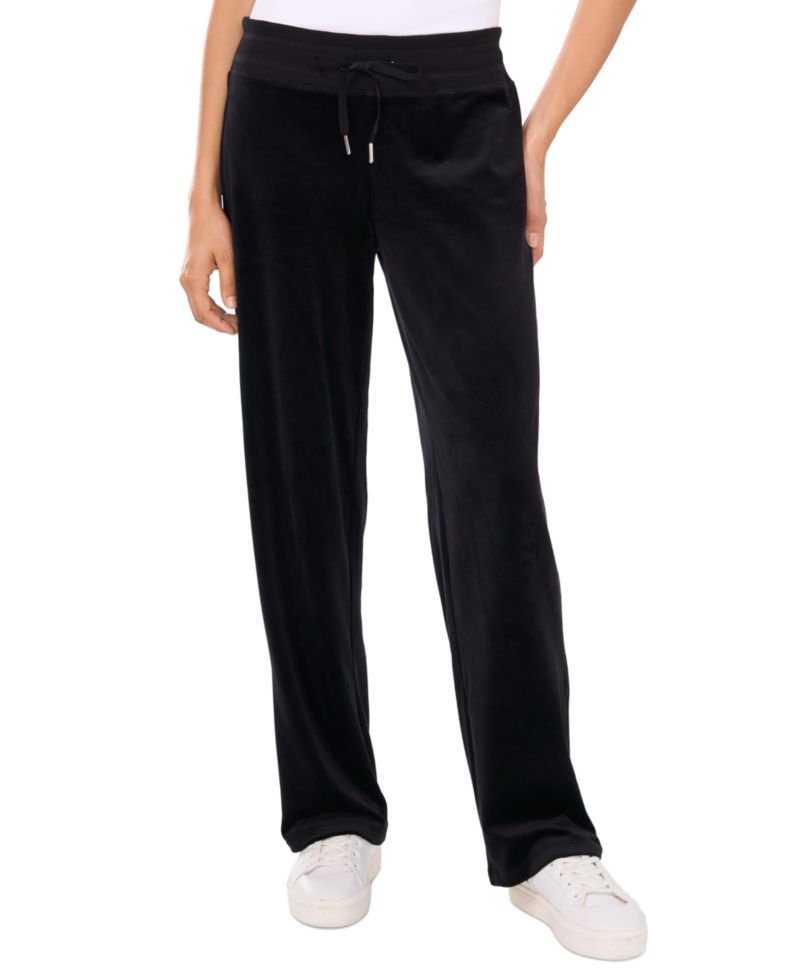Women's Velour Drawstring-Waist Straight-Leg Pants