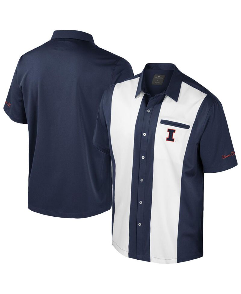 Men's Navy Illinois Fighting Illini Strike Bowling Button-Up Shirt