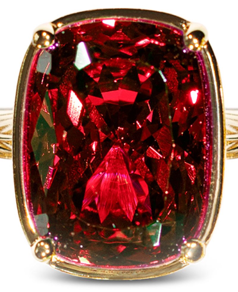 Elongated Cushion Garnet Cubic Zirconia Cocktail Ring