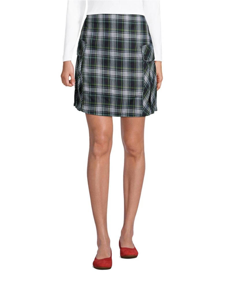 Women's Side Pleat Plaid Skort Above the Knee