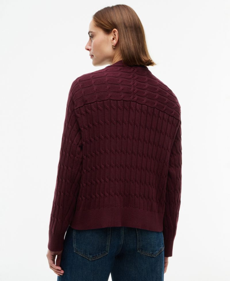 Women's Oversized Cable-Knit V-Neck Cardigan
