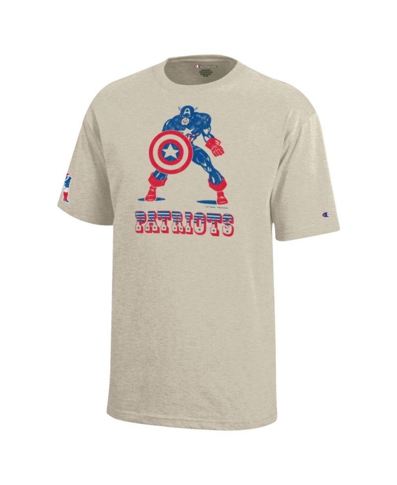 Big Boys and Girls Disney x Oatmeal New England Patriots Captain America T-Shirt