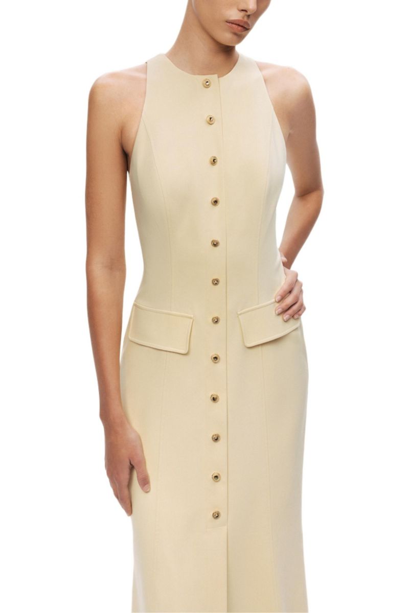 Women's Sleeveless Button-Front Midi Dress