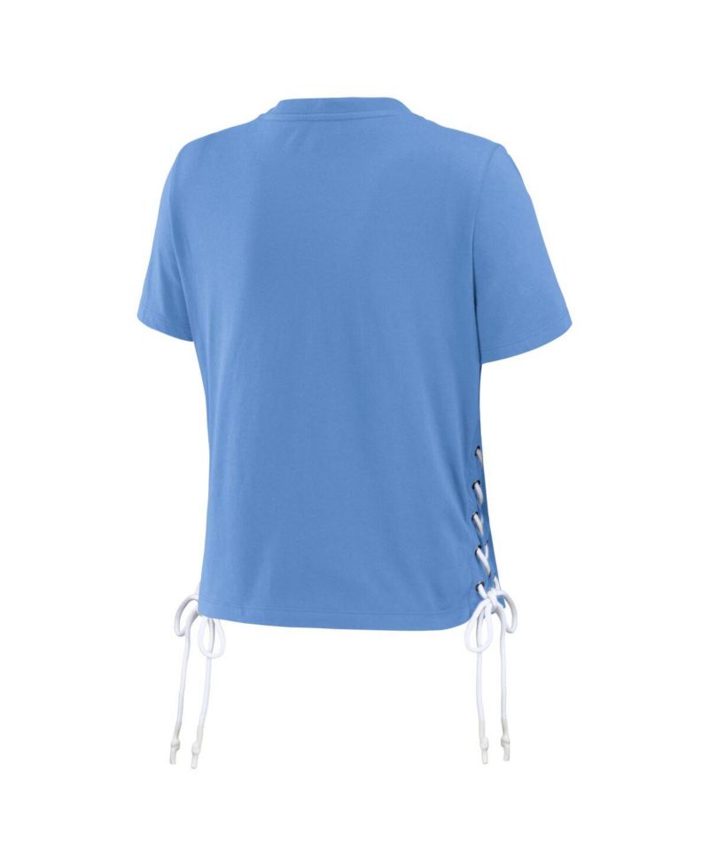 Women's Carolina Blue North Carolina Tar Heels Side Lace-Up Modest Crop T-shirt