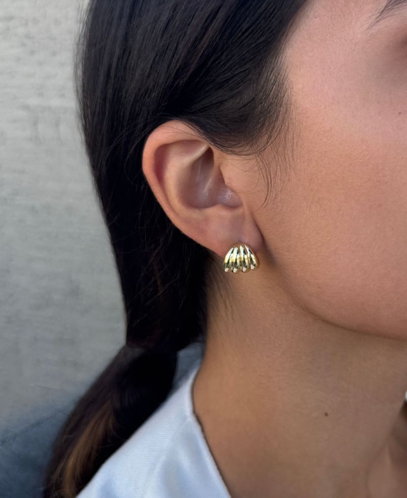 Gold Plated Fluted Wrap Around Huggie Earrings