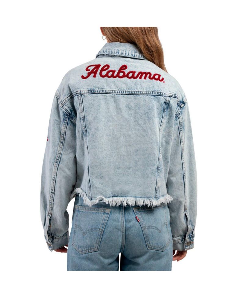 Women's Denim Alabama Crimson Tide Lightwash Full-Button Jean Jacket