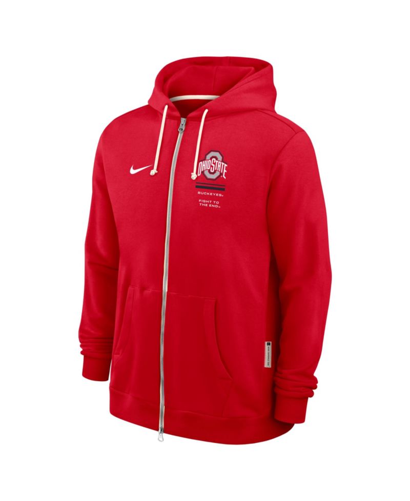Men's Scarlet Ohio State Buckeyes 2026 Sideline Standard Issue Dri-FIT Full-Zip Hoodie