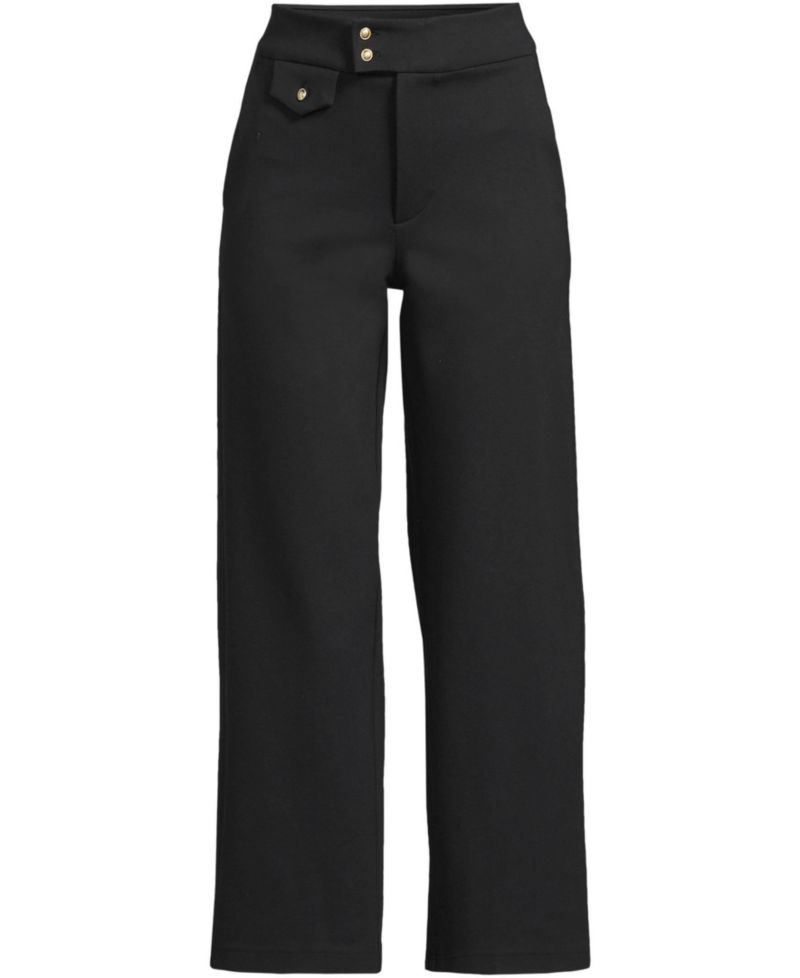 Petite Ponte High Rise Straight Leg Crop Pants