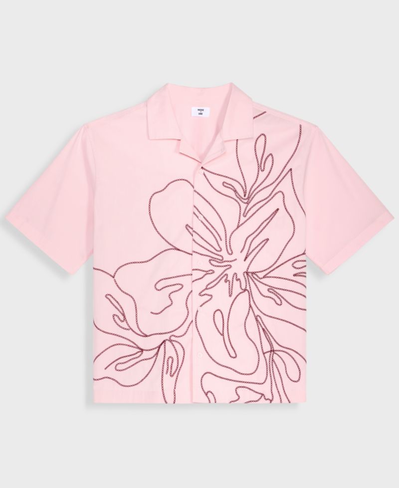 Men's Cotton-Blend Printed Relaxed Camp Shirt