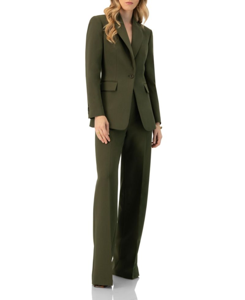 Women's Straight Solid Gabardine Trousers