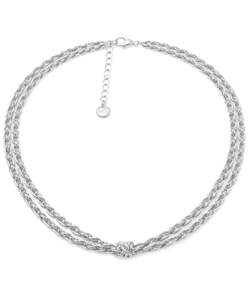Silver Plated Knotted Chain Necklace