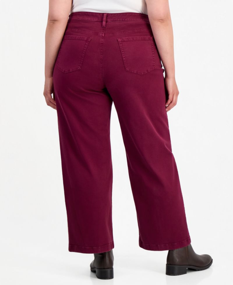 Petite High-Waist Wide-Leg Cotton-Blend Pants