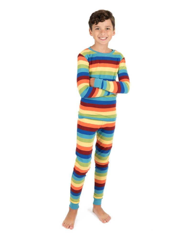 Kids Matching Family Two Piece Cotton Long Sleeve Striped Pajamas 6-14